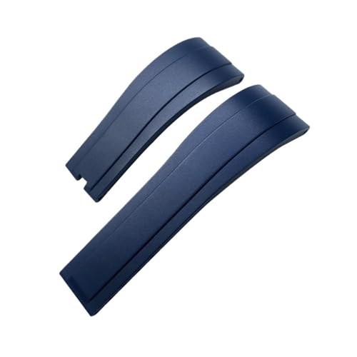 BWBVHRHZY 20mm 21mm Schwarz Rot Grün Konkaves Gummiarmband Passend for Rolex Daytona GMT Submariner Gürtelschnalle Sport Silikon Uhrenarmband(Blue,20mm) von BWBVHRHZY