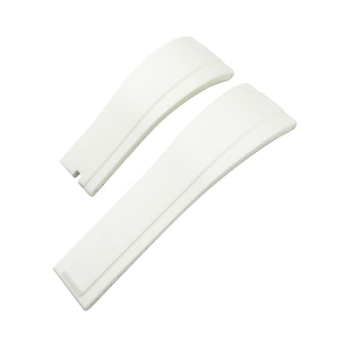 BWBVHRHZY 20mm 21mm Schwarz Rot Grün Konkaves Gummiarmband Passend for Rolex Daytona GMT Submariner Gürtelschnalle Sport Silikon Uhrenarmband(White,20mm) von BWBVHRHZY