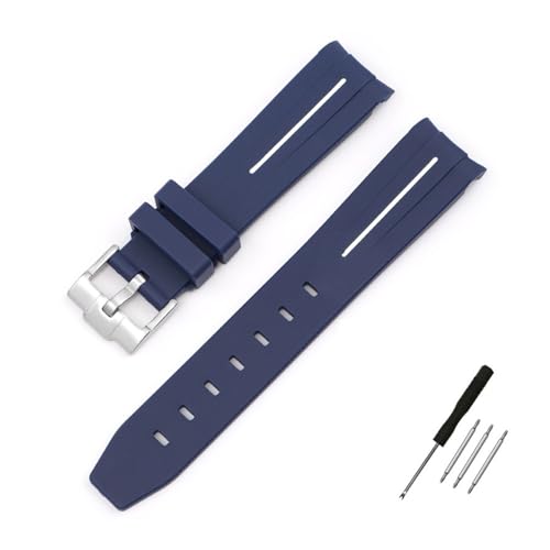 BWBVHRHZY 20mm gebogenes Ende Gummi-Uhrenarmband passend for Omega Fit for Moonswatch Joint Constellation Armband Herren Sportuhrenarmband(Silver white) von BWBVHRHZY