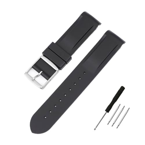 BWBVHRHZY 20mm gebogenes Ende Gummi-Uhrenarmband passend for Omega Fit for Moonswatch Joint Constellation Armband Herren Sportuhrenarmband(White Black) von BWBVHRHZY