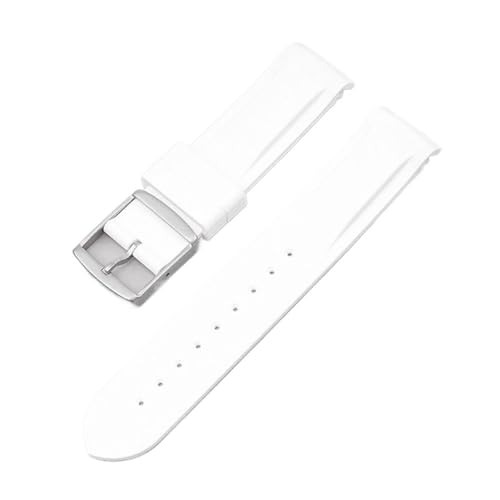 BWBVHRHZY 20mm gebogenes Ende Gummiarmband passend for Omega passend for Moonswatch Herren Damen Sportuhrenarmband passend for Markenuhren(White) von BWBVHRHZY