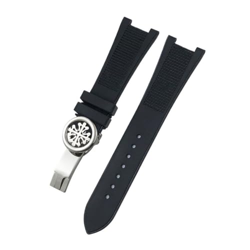 BWBVHRHZY 25 mm * 13 mm konkaves Interface Silikon-Gummi-Armband passend for Patek Philippe 5711 5726 5712 5980 Uhrenarmband(Flower,25MM_WITHOUT BUCKLE) von BWBVHRHZY