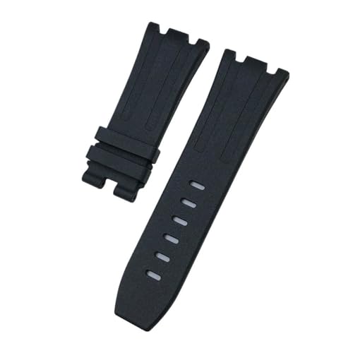 BWBVHRHZY 28mm 30mm FKM Fluorkautschuk Armband Passend for AP Passend for Audemars Gürtel Passend for Piguet Passend for ROYAL OAK OFFSHORE 15710 15703 Uhrenarmband(Black,28MM_WITH SILVER BUCKLE) von BWBVHRHZY