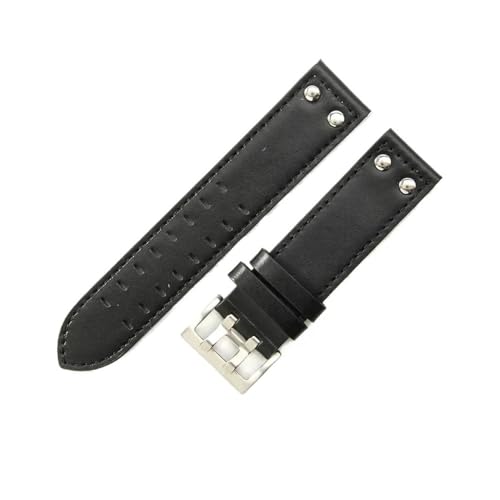 BWBVHRHZY Atmungsaktives Leder-Uhrenzubehör, passend for Hamilton H760250 Khaki Aviation Uhrenarmband 20 22 mm(Black black-Steel,22mm) von BWBVHRHZY