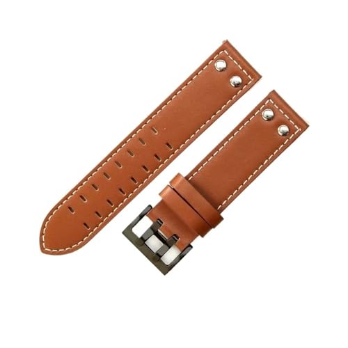 BWBVHRHZY Atmungsaktives Leder-Uhrenzubehör, passend for Hamilton H760250 Khaki Aviation Uhrenarmband 20 22 mm(Brown white-Black,20mm) von BWBVHRHZY