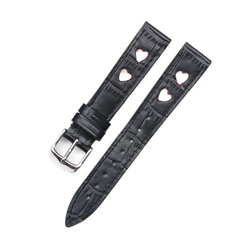 BWBVHRHZY Damenuhr aus Leder mit 16 mm großem, blaubraunem, modischem Hohldesign(Black,18mm) von BWBVHRHZY