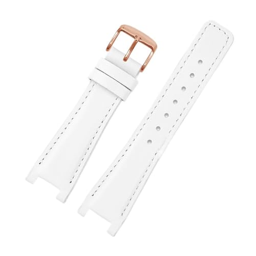 BWBVHRHZY Fit for GC Strap YA1332 YA1333 YA1335 Männer Frauen Kerbe Top Schicht Leder Armband Armband 16 * 10 20 * 12 22 * 14mm Schraube(White Rose Gold,22.14mm) von BWBVHRHZY