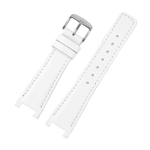 BWBVHRHZY Fit for GC Strap YA1332 YA1333 YA1335 Männer Frauen Kerbe Top Schicht Leder Armband Armband 16 * 10 20 * 12 22 * 14mm Schraube(White Silver,16.10mm) von BWBVHRHZY