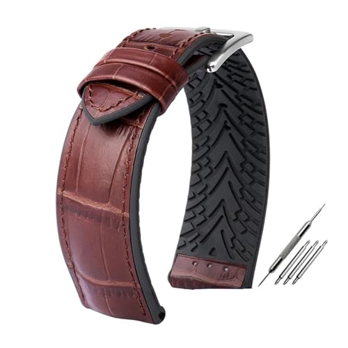 BWBVHRHZY Fit for Rolex Fit for Ctizen Fit for Tissot Leder Armband Gummi Silikon Uhr Band Männer 19mm 20mm 21mm 22mm 23mm Verschluss Armband(Beige,24mm) von BWBVHRHZY