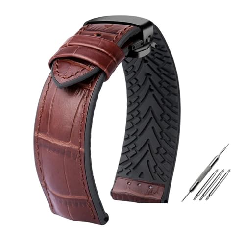 BWBVHRHZY Fit for Rolex Fit for Ctizen Fit for Tissot Leder Armband Gummi Silikon Uhr Band Männer 19mm 20mm 21mm 22mm 23mm Verschluss Armband(Black Green,20mm) von BWBVHRHZY