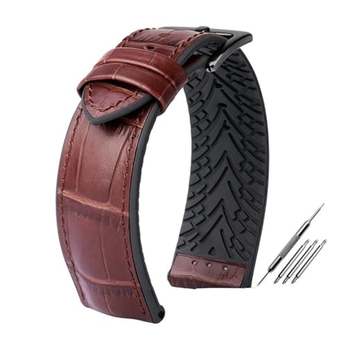 BWBVHRHZY Fit for Rolex Fit for Ctizen Fit for Tissot Leder Armband Gummi Silikon Uhr Band Männer 19mm 20mm 21mm 22mm 23mm Verschluss Armband(Blue Pink,22mm) von BWBVHRHZY