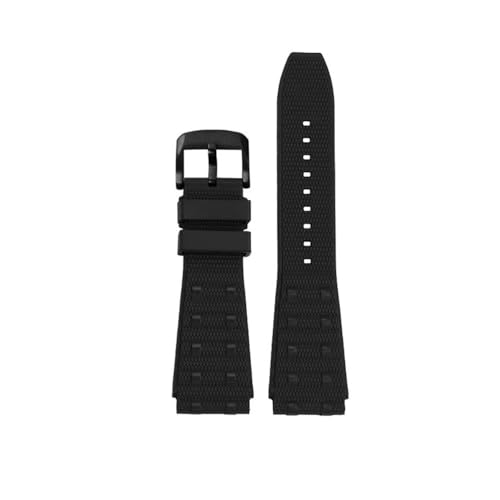BWBVHRHZY Fluorkautschuk-Silikon-Uhrenarmband, 22–24 mm, konvexes Gelenk, Schwarz, Blau, Herrenarmband, passend for Breitling Chronomat B01(Black-B pin,22mm) von BWBVHRHZY
