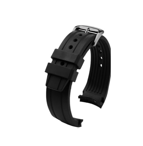 BWBVHRHZY Gebogene Schnittstellen Armband passend for Citizen BN0190-15E/0191/0193 CA0718-13E CA4386/4385 Herren Gummi-Uhrenarmband Armband-Zubehör(Black-black) von BWBVHRHZY