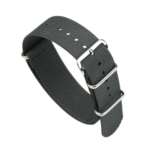BWBVHRHZY Geripptes Uhrenarmband, 18 mm, 19 mm, 20 mm, 22 mm, Nylon-Uhrenarmbänder, geflochtenes ballistisches Stoff-Armband, Zubehör, passend for Militär-Uhrenarmband(DARK GRAY,18mm) von BWBVHRHZY