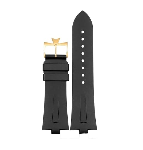 BWBVHRHZY Gummi-Armband, passend for Vacheron Constantin p47040 47450 49150 VC, konvexes Uhrenarmband, Herren-Silikon-Uhrenarmband, 25 x 8 mm(Black pin gold) von BWBVHRHZY