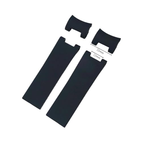 BWBVHRHZY Gummi-Silikon-Uhrenarmband, 22 mm, passend for Ulysse Nardin 263 DIVER, gebogenes Endarmband, schwarz-blaues Sportarmband(Black,22mm Without Buckle) von BWBVHRHZY