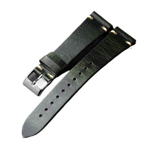 BWBVHRHZY Handgefertigtes, ultradünnes grünes Lederarmband, 18, 19, 20, 21, 22 mm, dunkelgrünes, weiches Herrenarmband aus weichem Leder der ersten Schicht(18mm) von BWBVHRHZY