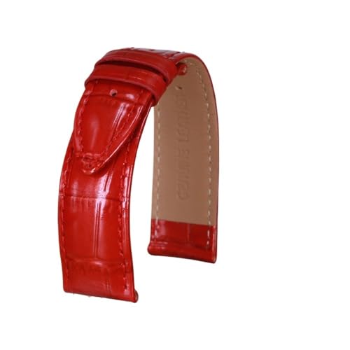 BWBVHRHZY Hellweiße rote Oberschicht aus Leder for Uhrenarmbänder, passend for Damen-Ersatzuhrenzubehör mit Dornschließe(Black 01,18mm) von BWBVHRHZY