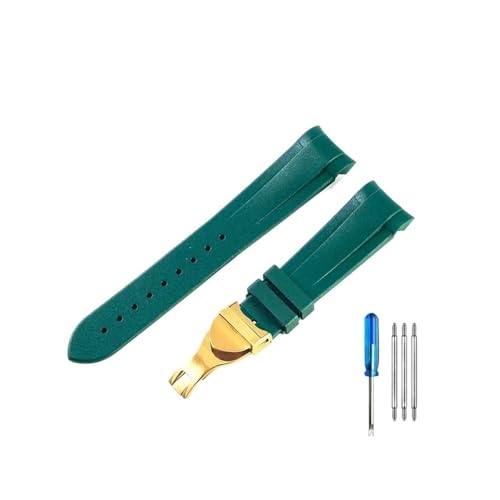 BWBVHRHZY Hochwertige Silikon-Uhrenarmbänder passend for Tudor 1958 Black Bay Bronze Small Copper Flower Small Red Flower Series Armband 22 mm(Green-GD-Z20) von BWBVHRHZY