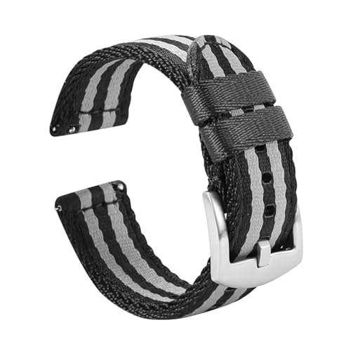 BWBVHRHZY Hochwertiges, glattes Nylon-Uhrenarmband, 20 mm, 22 mm, gewebtes Nylon-Sicherheitsgurt-Uhrenarmband, Schnellverschluss-Ersatzarmband, passend for Seiko-Uhren(Black grey 1,20mm) von BWBVHRHZY