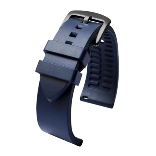 BWBVHRHZY Hochwertiges Fluorkautschuk-Uhrenarmband, 20 mm, 21 mm, 22 mm, 23 mm, 24 mm, Sportarmband, schwarz-grünes Armband mit Schnellverschluss-Federsteg(Blue bk,24mm) von BWBVHRHZY
