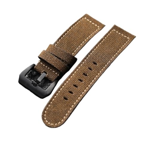 BWBVHRHZY Hochwertiges Lederarmband, Canvas-Passform for Leder, 20 22 24 mm braunes gealtertes Herrenarmband im Vintage-Stil(Black buckle,24mm) von BWBVHRHZY