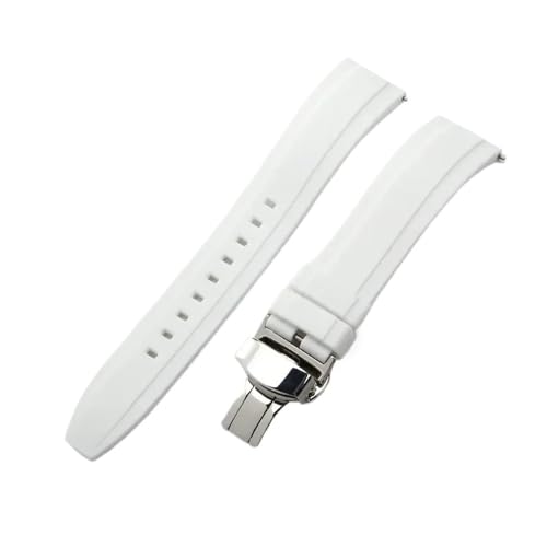 BWBVHRHZY Langlebiges und verschleißfestes Silikon-Universal-Uhrenarmband, weiches, bequemes Armband, 20 22 24 mm(White-Steel-B1,22mm) von BWBVHRHZY