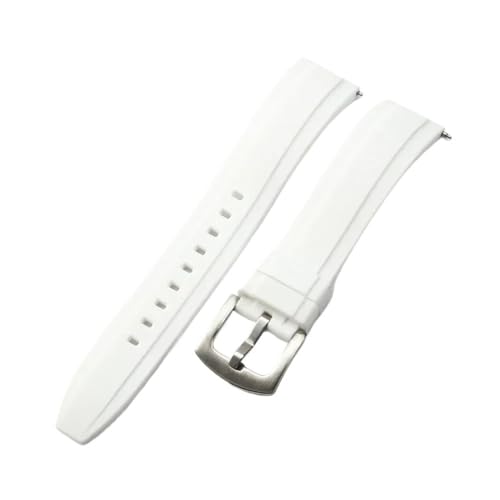 BWBVHRHZY Langlebiges und verschleißfestes Silikon-Universal-Uhrenarmband, weiches, bequemes Armband, 20 22 24 mm(White-Steel-K2,24mm) von BWBVHRHZY