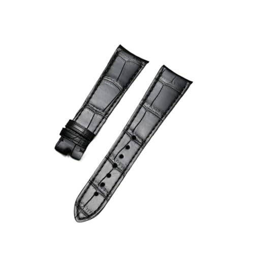 BWBVHRHZY Leder Schwarz Dunkelbraun Passend for Zenith 21mm 22mm Uhrenarmband Arc Head Herrenuhr Zubehör(Black,21mm) von BWBVHRHZY
