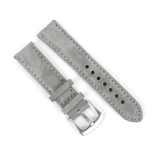 BWBVHRHZY Leder-Uhrenarmband 18 mm 19 mm 20 mm 22 mm handgefertigtes Armband grau braun Ersatzgürtel passend for Uhrenzubehör(A,22mm) von BWBVHRHZY