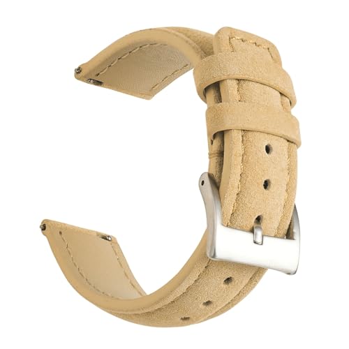 BWBVHRHZY Leder-Uhrenarmband 18 mm 19 mm 20 mm 22 mm handgefertigtes Armband grau braun Ersatzgürtel passend for Uhrenzubehör(Beige 1,19mm) von BWBVHRHZY