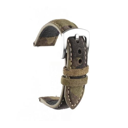 BWBVHRHZY Lederarmband, handgefertigt, Retro-Soft-Uhrenarmband, Schnellverschluss, Ersatz-Uhrenzubehör, 18 mm, 19 mm, 20 mm, 22 mm(Camouflage,20mm) von BWBVHRHZY
