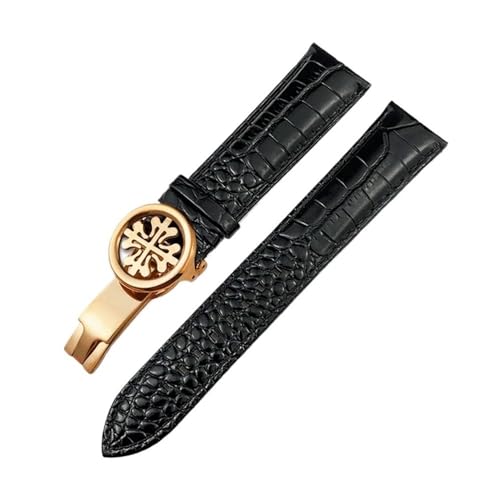 BWBVHRHZY Lederarmband 19 mm 20 mm 21 mm 22 mm passend for Patek Philippe 5146 5396 Schwarzbraunes Uhrenarmband(Black-Rose,20MM_HIGH QUALITY) von BWBVHRHZY