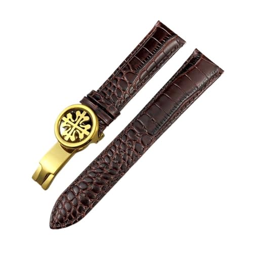 BWBVHRHZY Lederarmband 19 mm 20 mm 21 mm 22 mm passend for Patek Philippe 5146 5396 Schwarzbraunes Uhrenarmband(Brown-Gold,20MM_HIGH QUALITY) von BWBVHRHZY