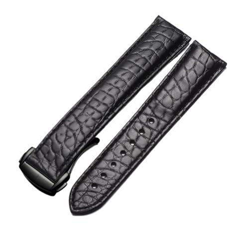 BWBVHRHZY Lederarmband im Herren- und Damenstil, passend for Omega, passend for Seahorse Deville Uhrenarmband 18 mm, 19 mm, 20 mm(Black-black,20mm) von BWBVHRHZY