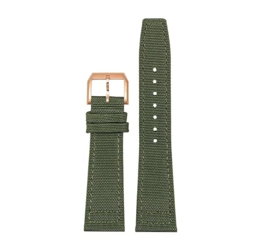 BWBVHRHZY Nylon Canvas Armband Fit for IWC Fit for PILOT Fit for Portugal Stoff Uhrenarmband 20mm 21mm 22mm Armband Schwarz Armygreen Blau Handgelenkgürtel(Green RG pin,20mm) von BWBVHRHZY