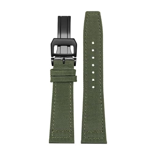 BWBVHRHZY Nylon Canvas Armband Fit for IWC Fit for PILOT Fit for Portugal Stoff Uhrenarmband 20mm 21mm 22mm Armband Schwarz Armygreen Blau Handgelenkgürtel(Green black fold,22mm) von BWBVHRHZY