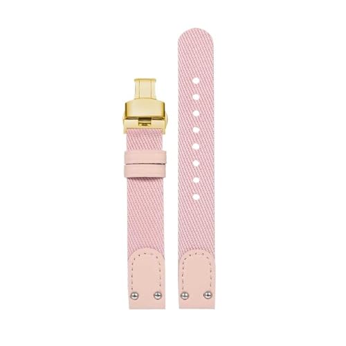 BWBVHRHZY Nylon-Canvas-Uhrenarmband, passend for DW, passend for Daniel, passend for Wellington Spring, Pastellfarben, 12 mm, 14 mm, rosa, cremefarben, schwarz, grün, mit Nieten-Damenarmband(Pink-gold BWBVHRHZY Nylon-Canvas-Uhrenarmband, passend for DW, passend for Daniel, passend for Wellington Spring, Pastellfarben, 12 mm, 14 mm, rosa, cremefarben, schwarz, grün, mit Nieten-Damenarmband(Pink-gold von BWBVHRHZY