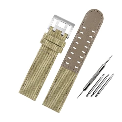 BWBVHRHZY Nylon-Canvas-Uhrenarmband 20 22, schwarz, braun, Armeegrün, Leder, Unterseite, Herren-Armband, passend for Hamilton Khaki Field(Khaki-S pin,22mm) von BWBVHRHZY