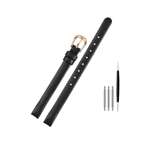 BWBVHRHZY Passend for CK Leder Damenarmband Rebel Rebel Serie K8P 231 K8P 236/237 Rot Schwarz Weiß Leder Uhrenarmband 8mm(Black-rosegold) von BWBVHRHZY