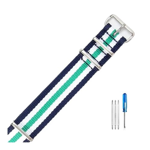 BWBVHRHZY Passend for Daniel, passend for Wellington, passend for Tissot, passend for Rolex Water Ghost, passend for Citizen, passend for Seiko, elastisches Nylon-Uhrenarmband, 18 20 22 mm((5)Green,18 von BWBVHRHZY