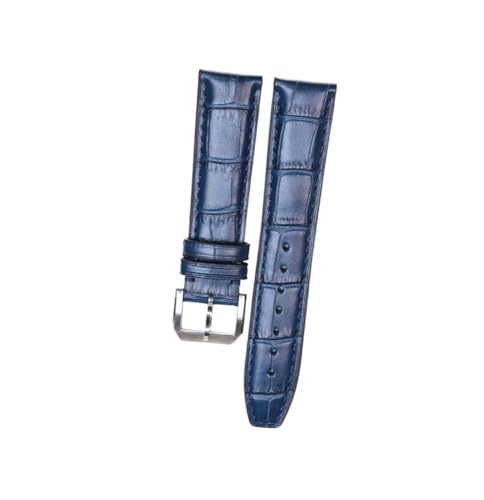 BWBVHRHZY Passend for IWC, passend for Portofino, Hautleder-Uhrenarmband, Schwarz, Braun, Marineblau, Deckschicht aus Leder, Herren-Uhrenzubehör(Navy blue with B,20mm) von BWBVHRHZY