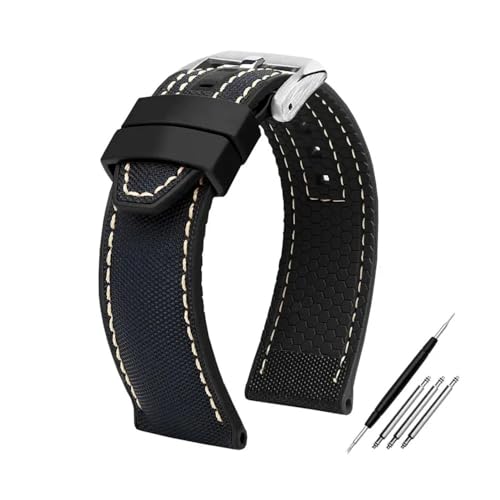 BWBVHRHZY Passend for M-Ido Helmsman M038 Riemen M038431 M005, männlich, Silikonkautschuk, 22 mm(Black white line sk,22mm) von BWBVHRHZY