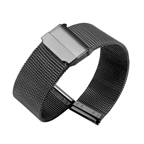 BWBVHRHZY Passend for Milanese-Armband 12 mm 13 mm 14 mm 15 mm 16 mm 17 mm 18 mm 20 mm 21 mm 22 mm Universal-Uhrenarmband aus Edelstahl und Metall(Black,12mm) von BWBVHRHZY