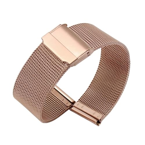 BWBVHRHZY Passend for Milanese-Armband 12 mm 13 mm 14 mm 15 mm 16 mm 17 mm 18 mm 20 mm 21 mm 22 mm Universal-Uhrenarmband aus Edelstahl und Metall(Rose Gold,21mm) von BWBVHRHZY