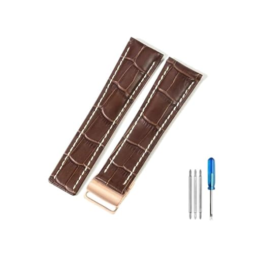 BWBVHRHZY Passend for Piloten der Breitling-Serie, passend for italienische Avengers, passend for Air Timing, passend for Ocean Culture, passend for Lederarmband 22/24 mm(Brown(ZJ)-Rose-Z16,22mm) von BWBVHRHZY