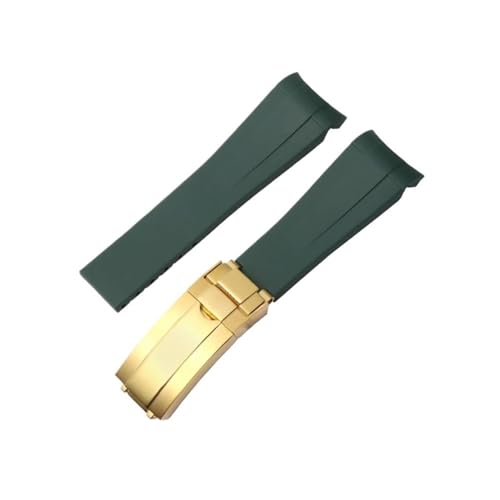 BWBVHRHZY Passend for Rolex Gummi-Uhrenarmband männlich ditongna Green Water Ghost Diver grünes Silikon-Uhrenarmband 20/21 mm(Green-gold) von BWBVHRHZY