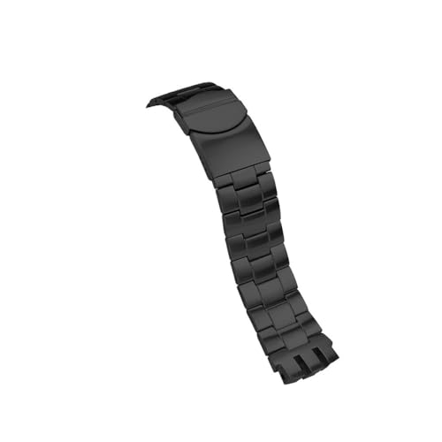 BWBVHRHZY Passend for Swatch Precision Steel Uhrenarmband YTS401 402 409 713 YTB400 Series Double Notch Steel Uhrenarmband 20 mm Armband(Black) von BWBVHRHZY
