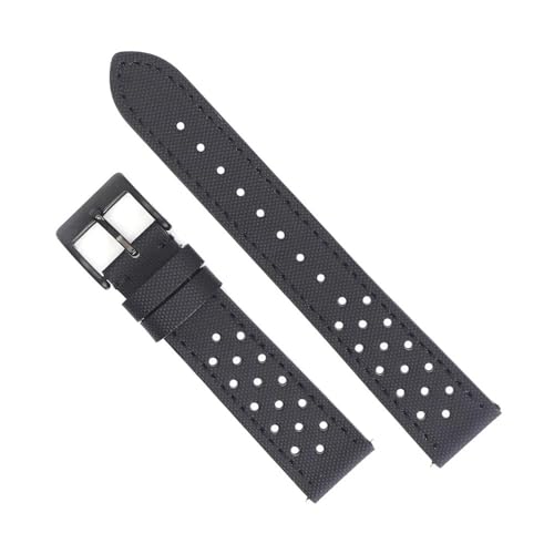 BWBVHRHZY Rally-Uhrenarmband, Schnellverschluss, langlebiges Uhrenarmband aus Segeltuch und Leder, 18 mm, 19 mm, 20 mm, 22 mm, Uhrenarmband-Zubehör, perforierter Gürtel(Black black line 2,20mm) von BWBVHRHZY