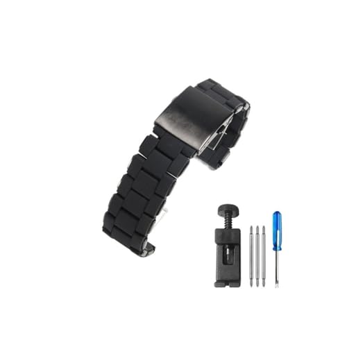 BWBVHRHZY Rot Schwarz Exquisite silikonbeschichtete Stahluhrenarmbänder passend for Diesel Dz7396 Dz7370 Dz7430 Dz4289 mit Faltschnallenband 24 26 28 mm(Black,28mm) von BWBVHRHZY